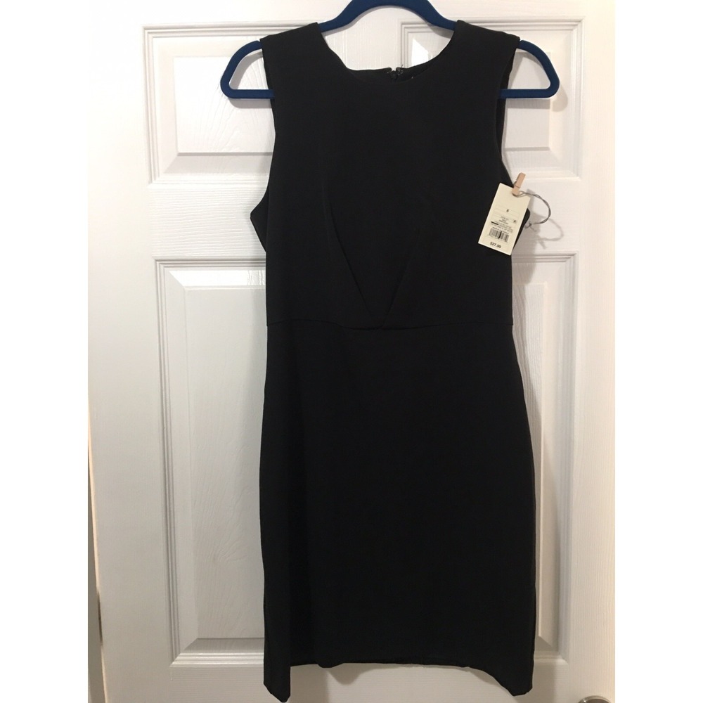 A New Day Womans Dress Size 4 Sheath Black Front Pleats Back Zipper Lined